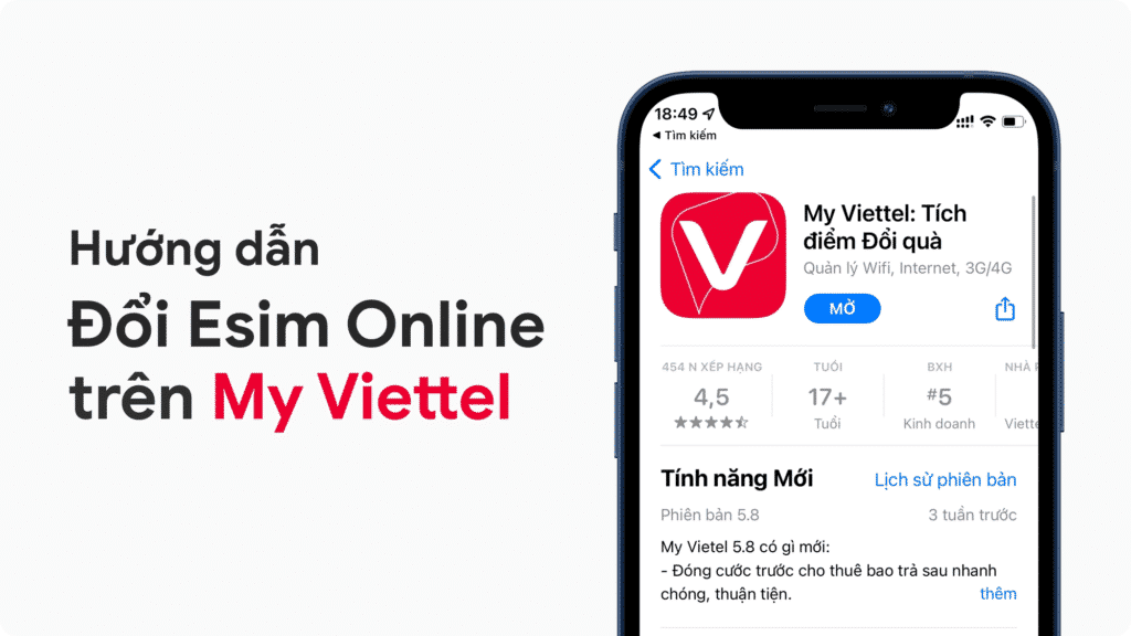 Đổi eSim tại nhà qua App My Viettel
