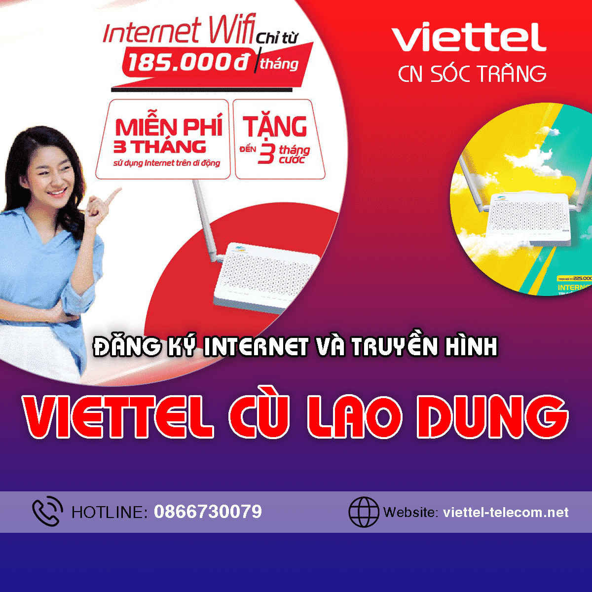 Đăng ký lắp mạng Internet + Truyền hình Viettel Cù Lao Dung