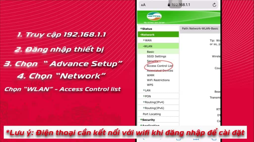 Chon "VLAN" -> Chọn "Access Control List"